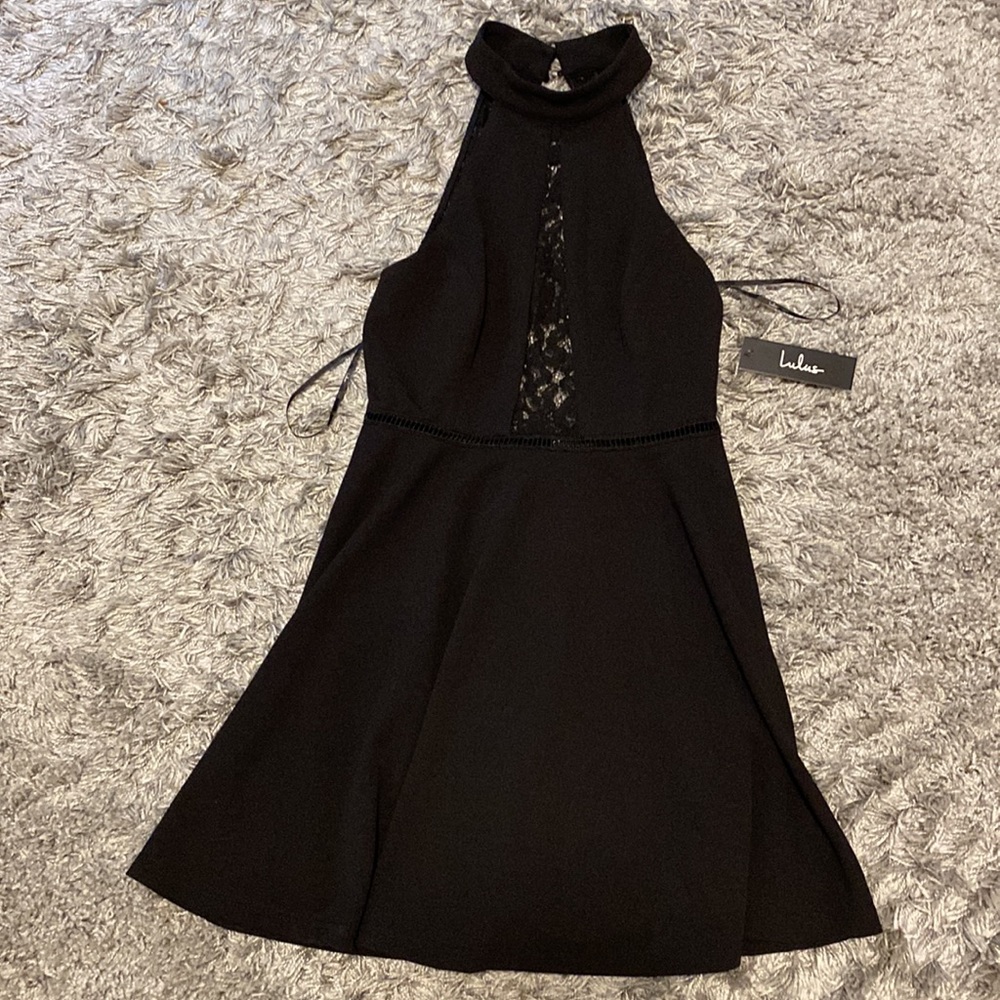 ❌SOLD❌NWT Lulus Take a Twirl black lace skater dress. - Picture 2 of 3